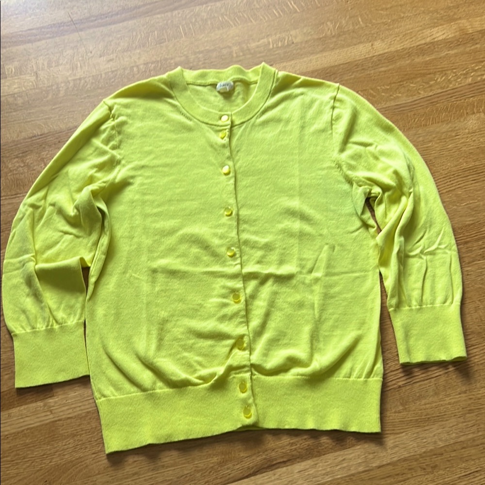 J. Crew Yellow Cardigan Sweater Ribbed Knit Cropped